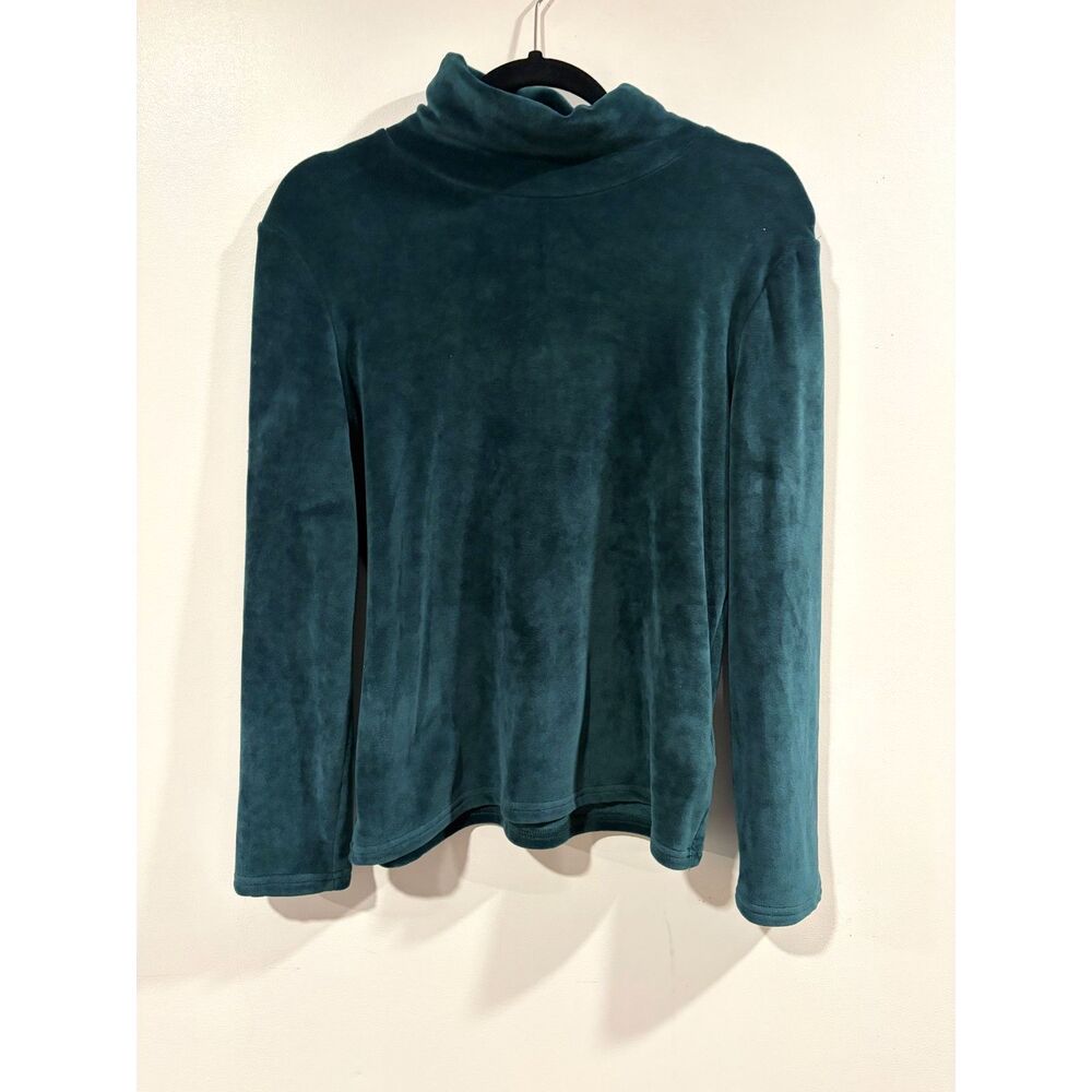Green Velour Turtleneck Top Women’s 2XL Long Sleeve Mock Neck Soft Stretch